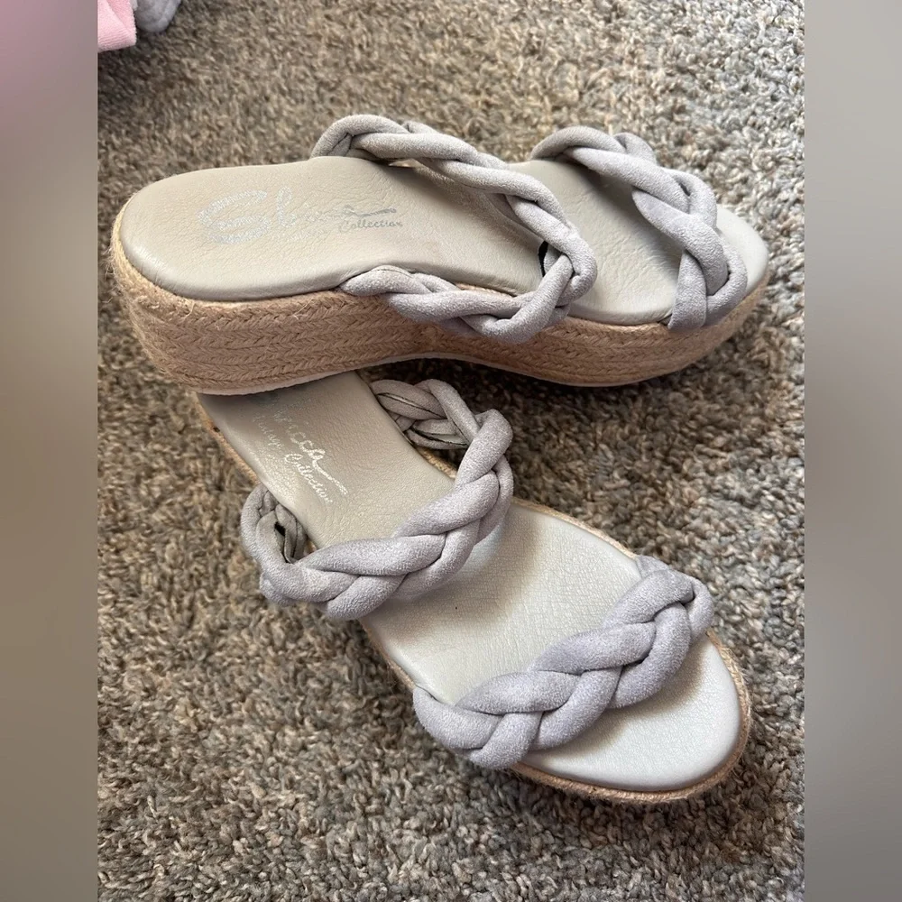 Sbicca Braided Gray/Lilac Espadrille Platform Sandal Size 7.5